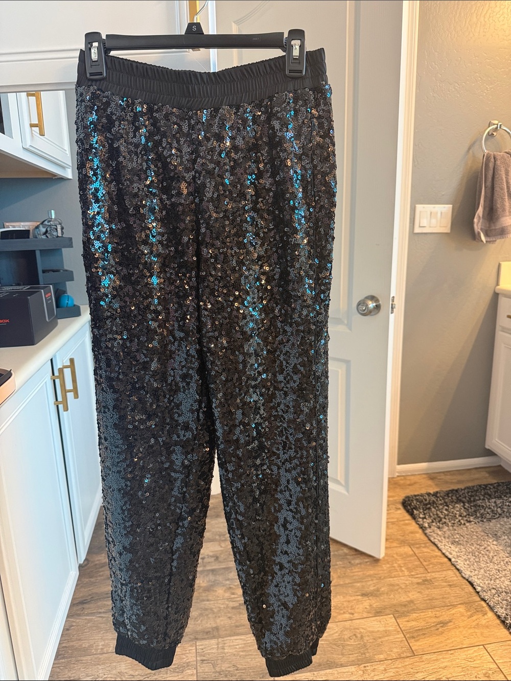 bebe Black Sequin Lounge Pants